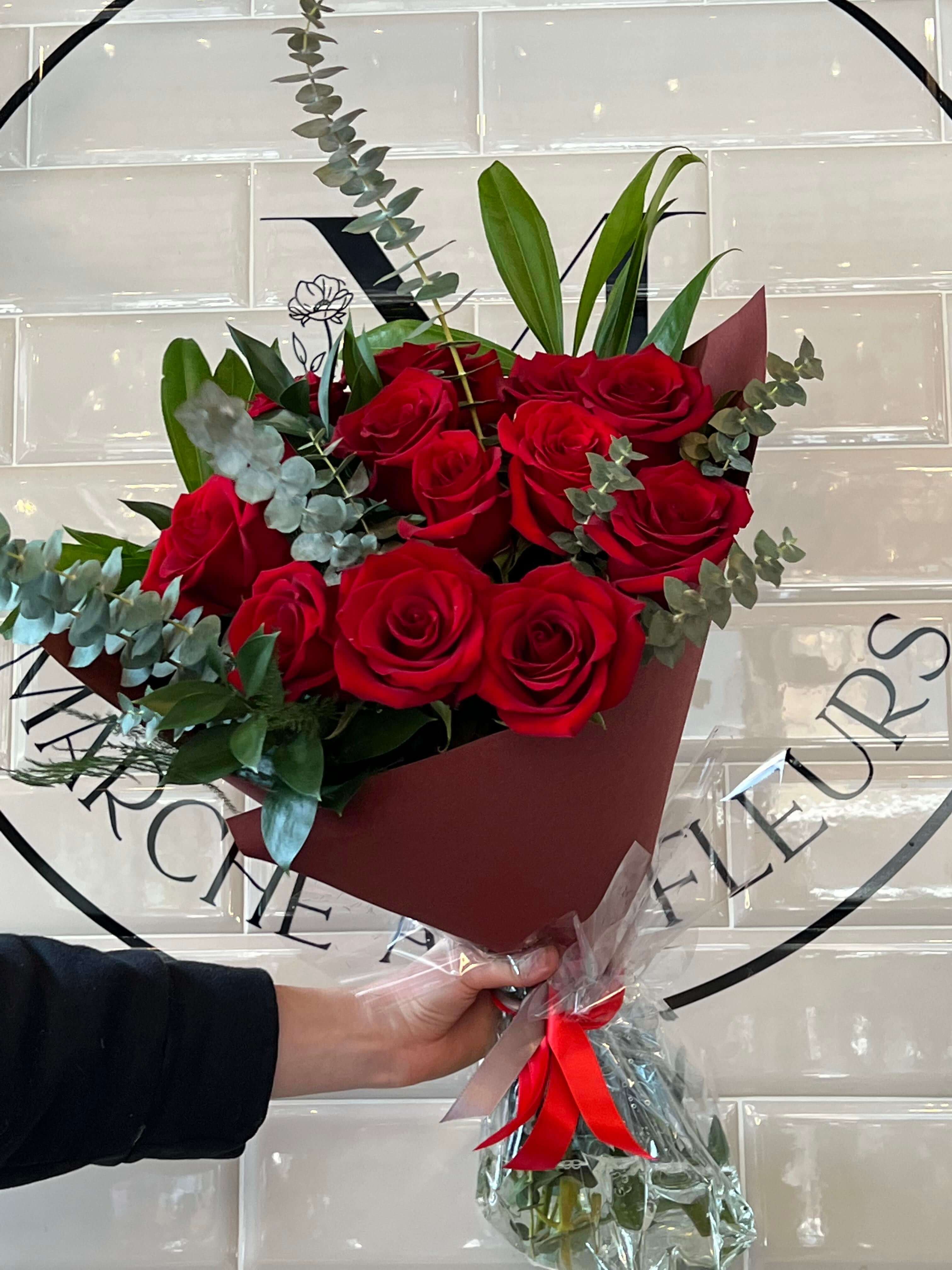 12 Red Roses Eucalyptus |Valentine's Day 2022
